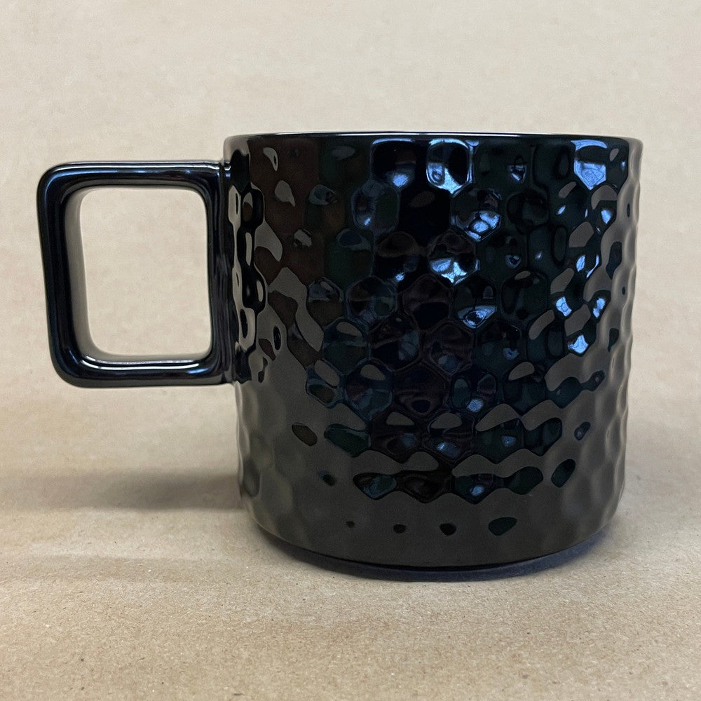 Starbucks Black Glossy Honeycomb Square Handle Mug-2019